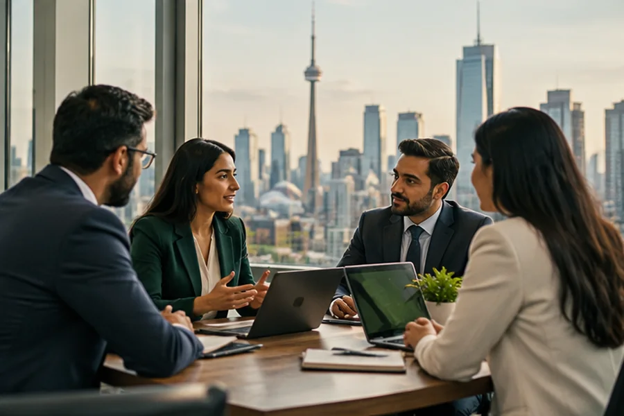 Professionals in a modern meeting