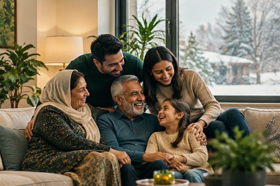 Family preparing for a visit in Canada
